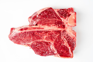 raw steak Beef T-Bone on white background