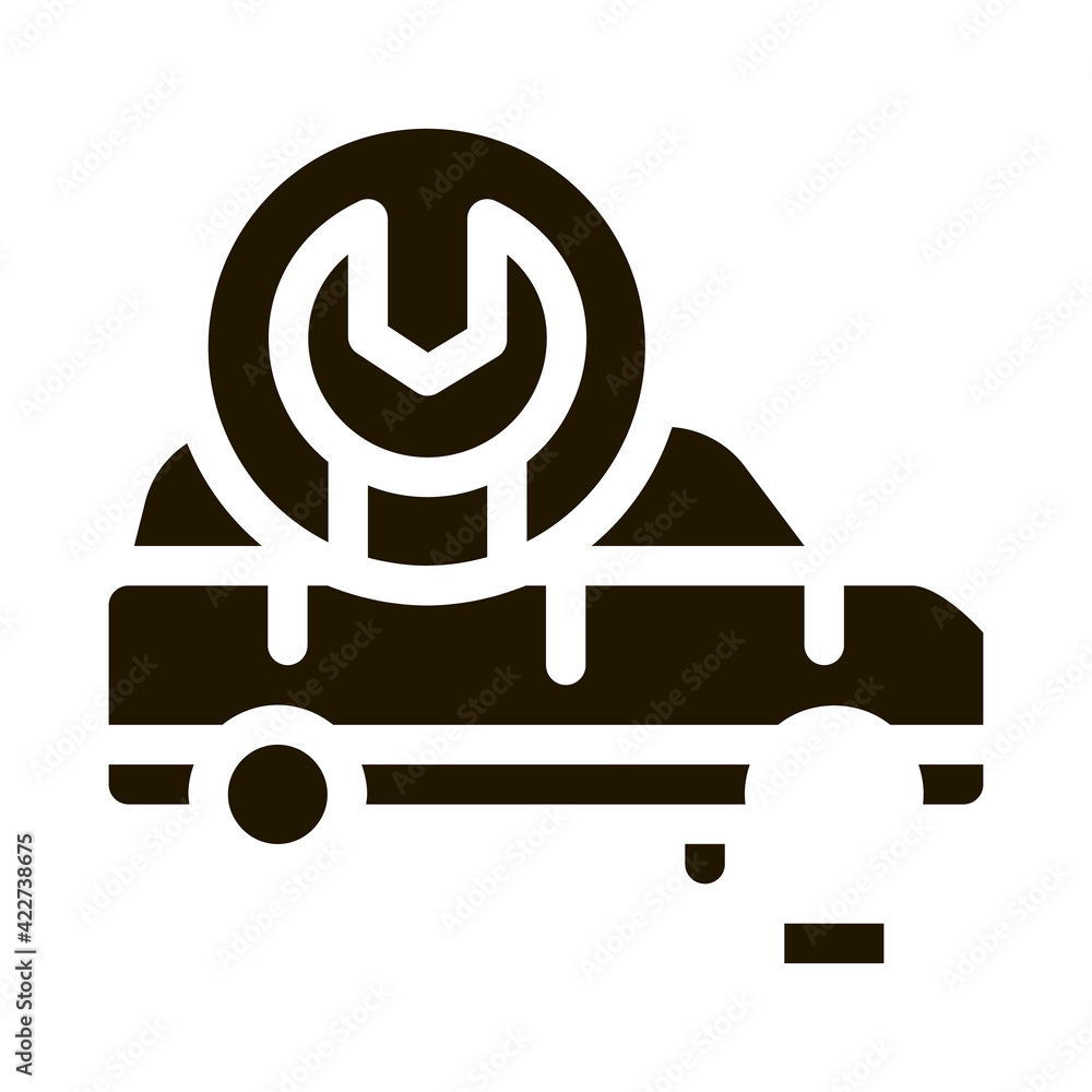 Sticker car wheel repair icon Vector Glyph Illustration