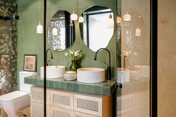 Bathroom interior in natural boho style © rh2010