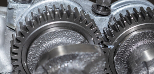 The mechanic is checking the engine.