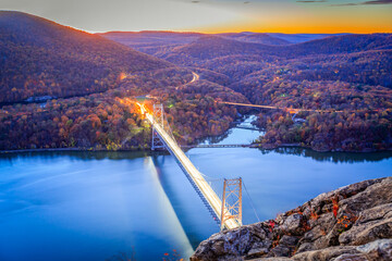 The Bear Mountain Bridge, ceremonially named the Purple Heart Veterans Memorial Bridge, is a toll suspension bridge in New York State.