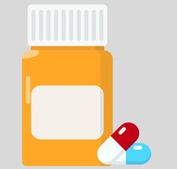Doctor's prescription. Medicines. Pills. Drawing in flat design.
