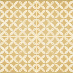 Fototapeta premium Old worn beige brown yellow white vintage shabby patchwork mosaic motif tiles stone concrete cement wall texture background square with circular circle print