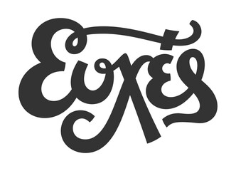 Hand lettering brush pen cursive calligraphy. Ευχές in greek language means wishes. Isolated on white background. Vector illustration