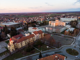 Fototapeta premium Hospital Dr. Tomislav Bardek in Koprivnica, Croatia. Eastern European hospital panoramic view.