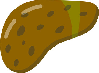 Drawing about a sick human liver. Drawing in flat design.