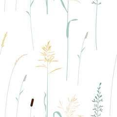 Fototapeta na wymiar Seamless pattern with wild grasses field