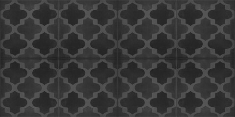 Black anthracite gray grey traditional modern moroccan motif tiles wallpaper texture background - Square vintage retro concrete stone cement tiles wall with geometric pattern