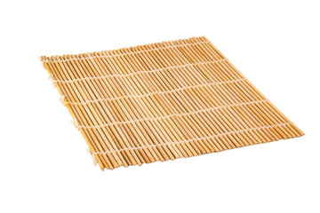 Bright bamboo mat for food isolated on the white background