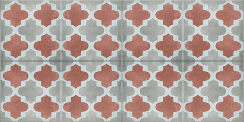 Red gray grey traditional modern moroccan motif tiles wallpaper texture background - Square vintage...