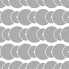 Seamless pattern. Overlapping circles. Geometric ornament. Repeating round shapes. Vector monochrome background.