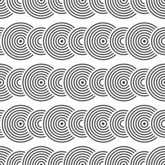 Seamless pattern. Overlapping circles. Geometric ornament. Repeating round shapes. Vector monochrome background.