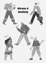 Vector poster of Stress and Anxiety concept