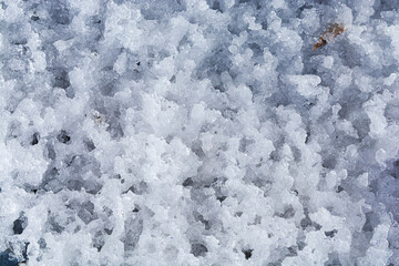 Melted ice in spring as texture. Spring melting of ice and snow