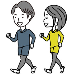 ウォーキングするカップルイラスト素材