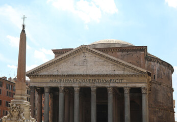 temple called Pantheon in Rome in Italy and the ancient egyptian