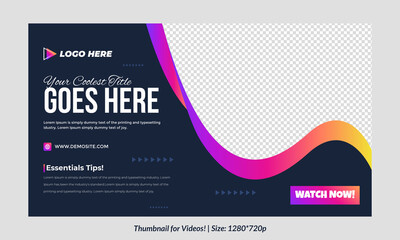 Editable Thumbnails design vector usable in all videos Editable Premium Vector shape, Customizable Thumbnails template for video promotions thumbnails designs for videos cool thumbnail	