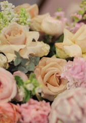 Flower composition. Macro photo. Wedding decor. A Beautiful bouquet of fresh flowers.