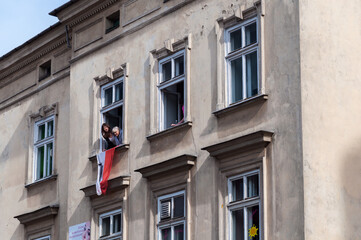 Fototapeta na wymiar Relacja w uroczystości pogrzebowych pary prezydenckiej, 18.04.2010 r, Kraków, Polska