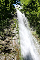 bubbling cascade of fresh water in summer