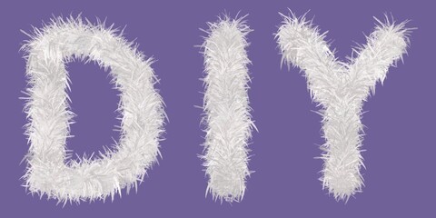 Diy, littering poster from a fluffy brush, gray text on purple background is suitable for your design