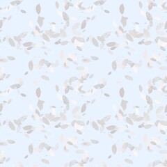 Abstract seamless pattern, gray and white leaves on a blue background, suitable for fabric design, clothing, interior design, wrapping paper