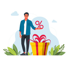 Earn loyalty program points and get online reward and gifts. People earning points, bonuses, getting gifts, discounts, cash back for shopping spending money. Online rewards, digital referral program