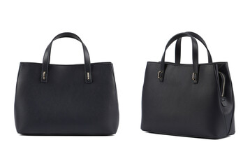 Black women's classic bag. Front and side views