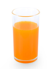 glass of orange juice on white background