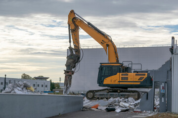 Demolition machines on a construction site
