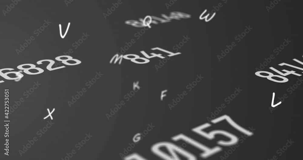 Aufkleber animation of numbers and letters changing on grey background