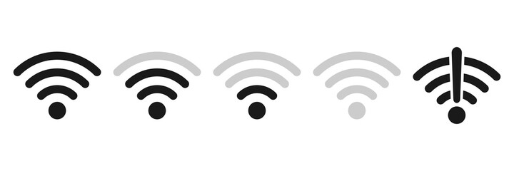 Wi-fi icon set. Wireless technology collection. Wifi pictogram group. Vector isolated on white background