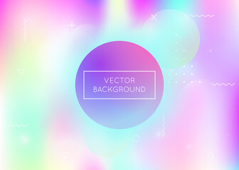 Bauhaus background with liquid shapes. Dynamic holographic fluid with gradient memphis elements.