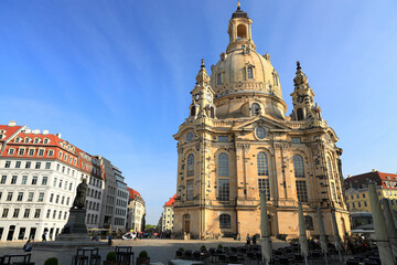 Fototapeta na wymiar Lutheran church Frauenkirche in Dresden. Saxony, Germany, Europe.