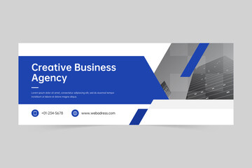 Blue minimalist web banner cover