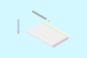 a diary and a pair of pencils on a blue background