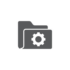 Folder settings with gears icon isolated on white background. Software update, transfer protocol, teamwork tool management. Set icons colorful. Vector Illustration