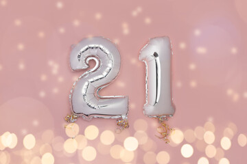 Silver Number Balloons 21