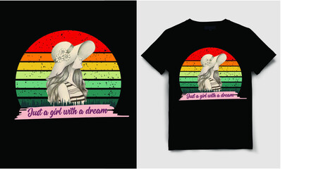 Vintage t shirt Design Just a Girl with a Dream