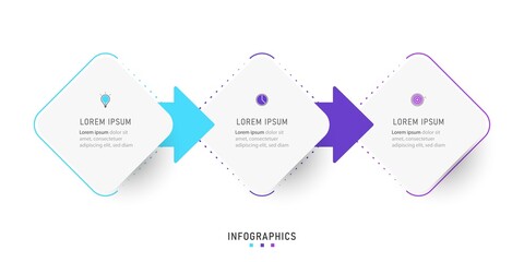 Vector Infographic label design template with icons and 3 options or steps. Can be used for process diagram, presentations, workflow layout, banner, flow chart, info graph.