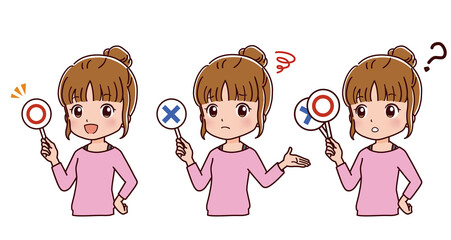 Illustration of a young woman answering