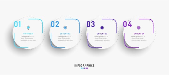 Vector Infographic label design template with icons and 4 options or steps. Can be used for process diagram, presentations, workflow layout, banner, flow chart, info graph.