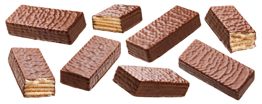 Waffle chocolate bar isolated on white background