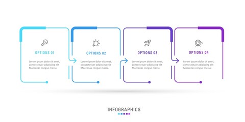 Vector Infographic label design template with icons and 4 options or steps. Can be used for process diagram, presentations, workflow layout, banner, flow chart, info graph.