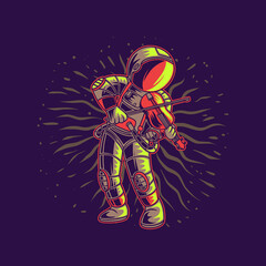 t shirt design astronaut playing violin illustration