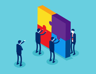 Team put together a puzzle. Complete to successful