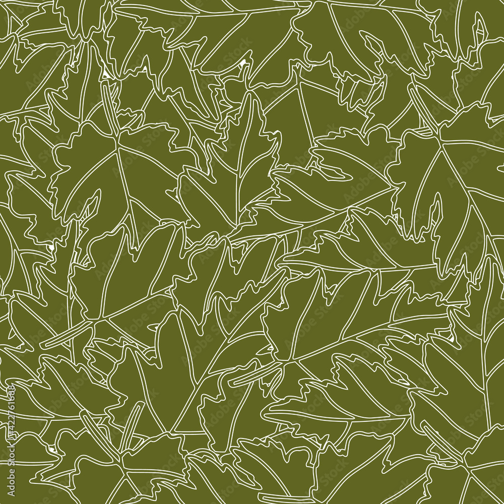 Poster green leafs seamless repeat pattern print background
