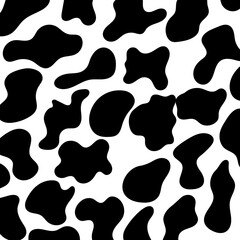 Cow spots seamless black pattern or animal print or dalmatian dog stains - Vector