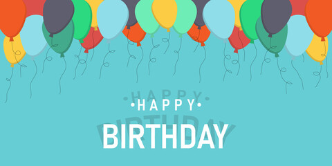 Flying balloons background vector illustration, flat festive balloons decoration for banner, postcard, happy birthday card. Vector illustration.