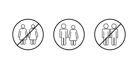 Gender inequality. Friends, boyfriend and girlfriend, girlfriend and girlfriend, boyfriend and boyfriend, icon. Simple thin line, outline vector icons of friendship. Vector illustration.